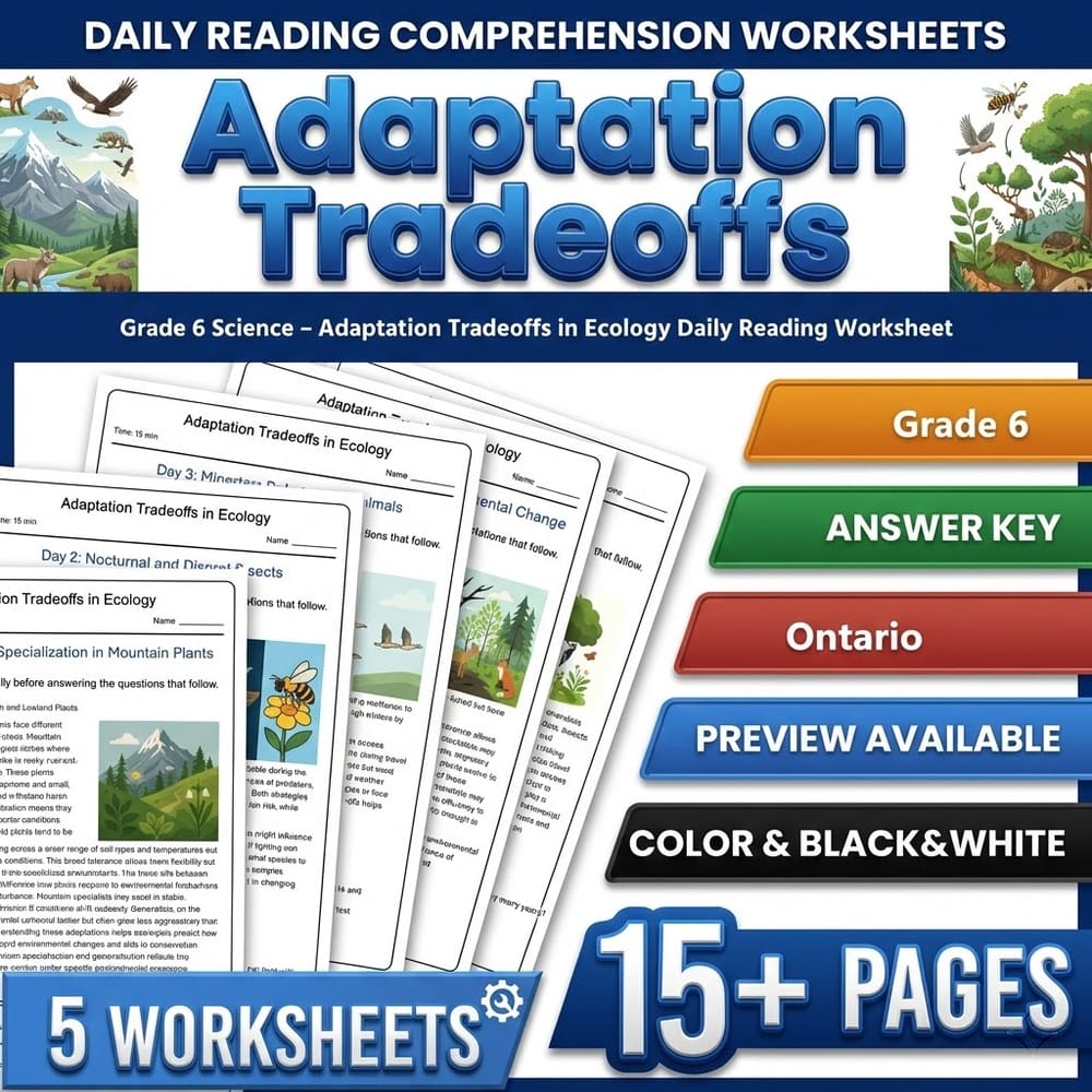Grade 6 Science Full Year Bundle – Ontario Daily Reading Worksheets — included worksheet 50