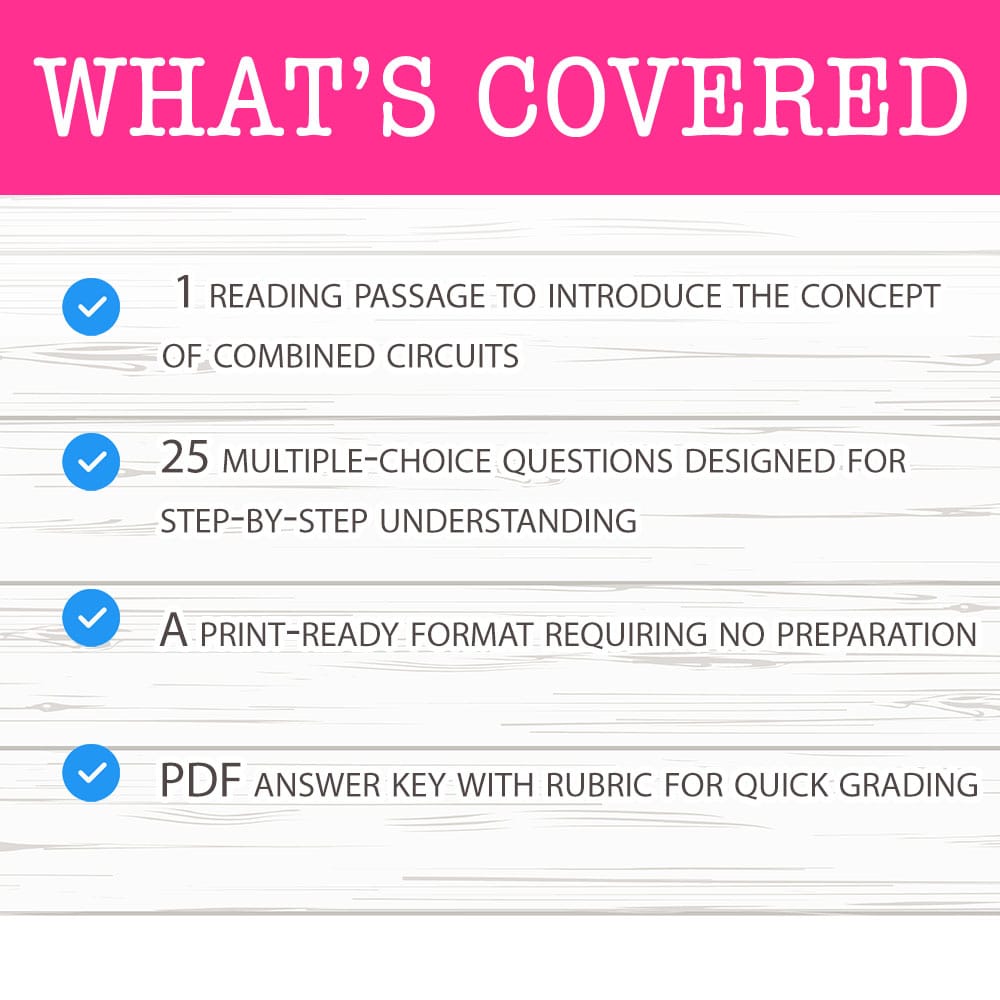 Grade 9 Science worksheet mcq paper worksheet — Grade 9 Science — Worksheet MCQ Paper for Mastering Combined Circuits — pa…