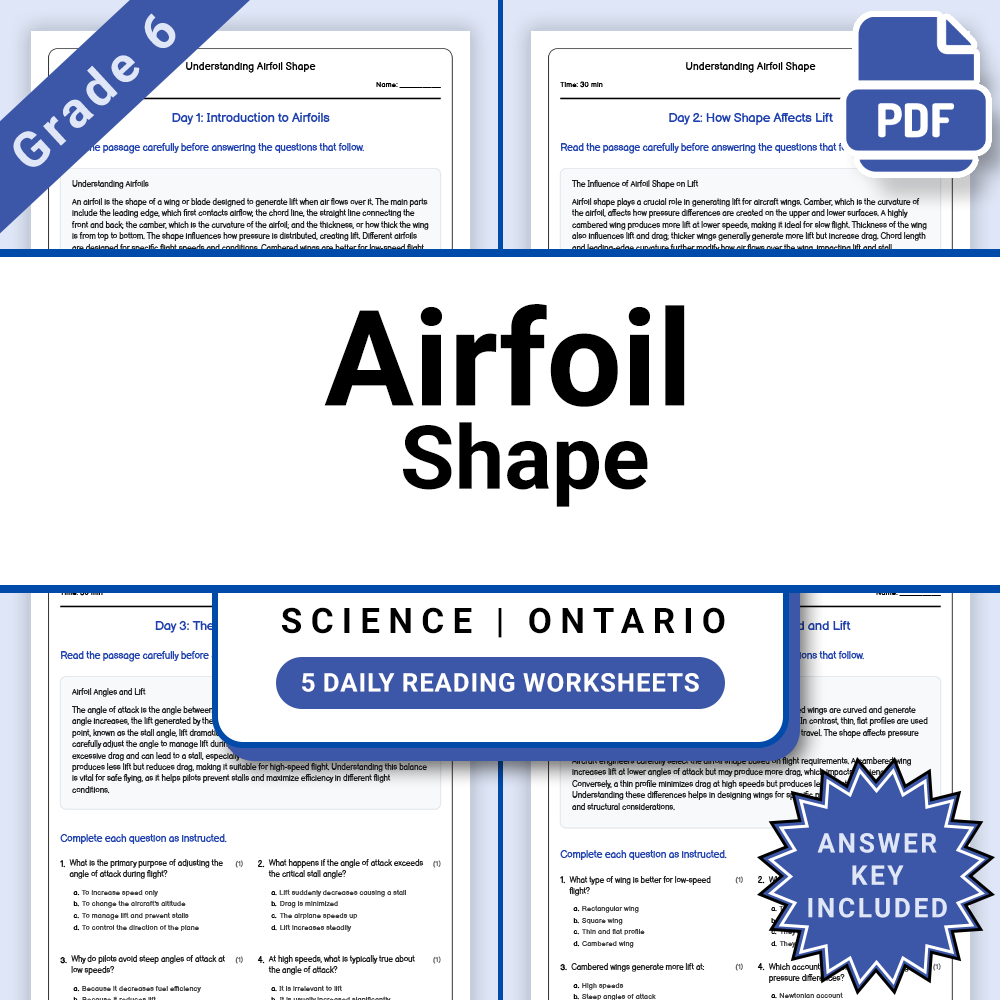 Grade 6 Science Flight Lesson Bundle | Ontario Framework — included worksheet 11