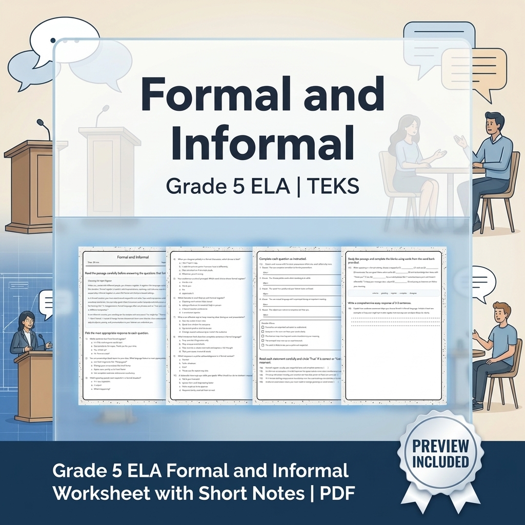 Grade 5 Collaborative Turns and Audience-Responsive Speech ELA Lessons TEKS — included worksheet 4