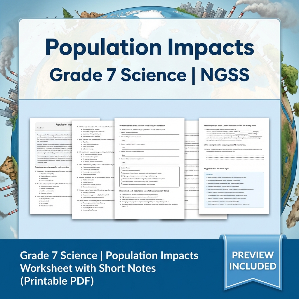 Grade 7 Science | Earth and Human Activity NGSS Unit Bundle (Worksheet Pack) — included worksheet 5