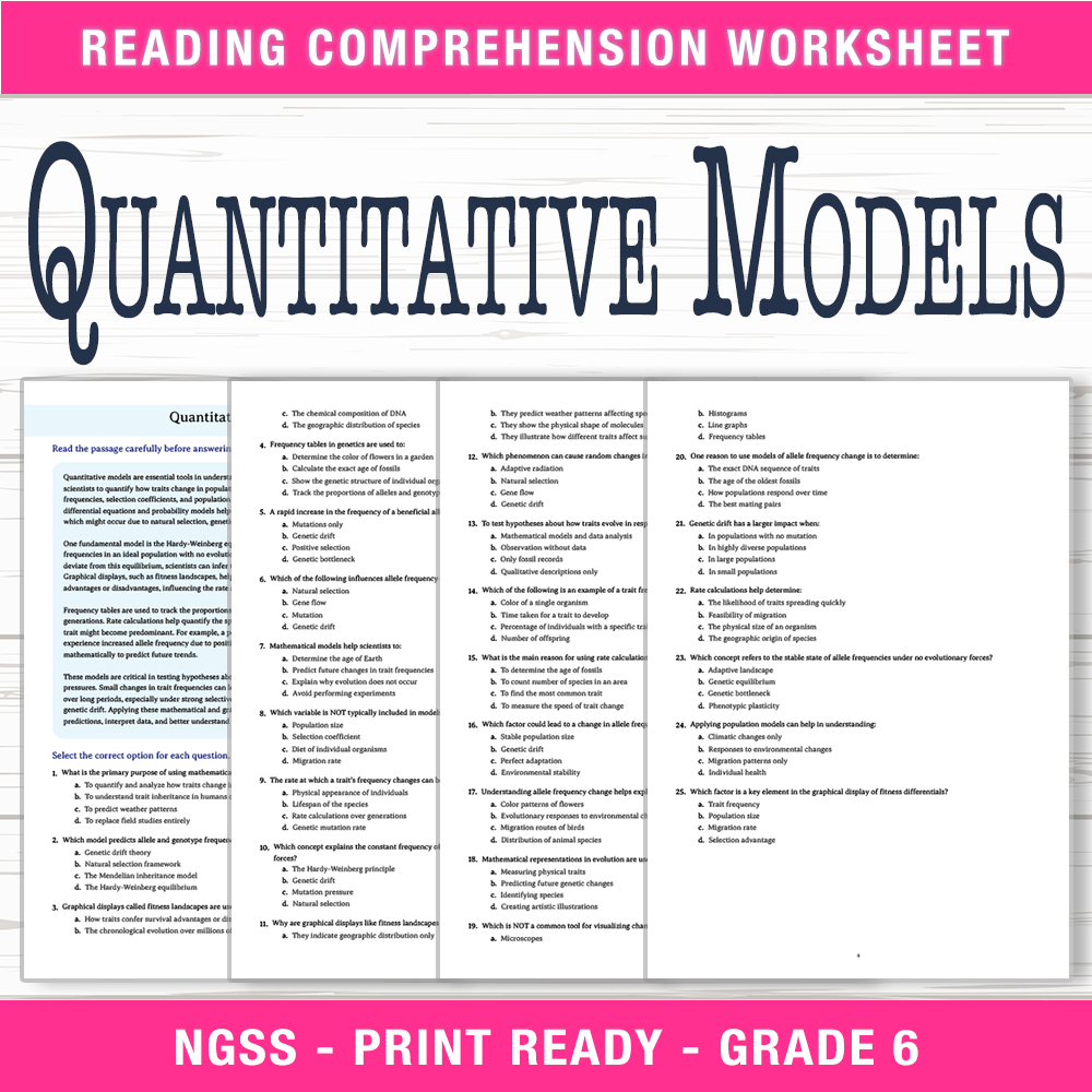 Grade 7 Science | Quantitative Models Worksheet (PDF + Answer Key)