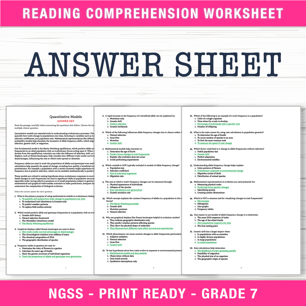Grade 7 Science worksheet worksheet — Grade 7 Science | Quantitative Models Worksheet (PDF + Answer Key) — page 2