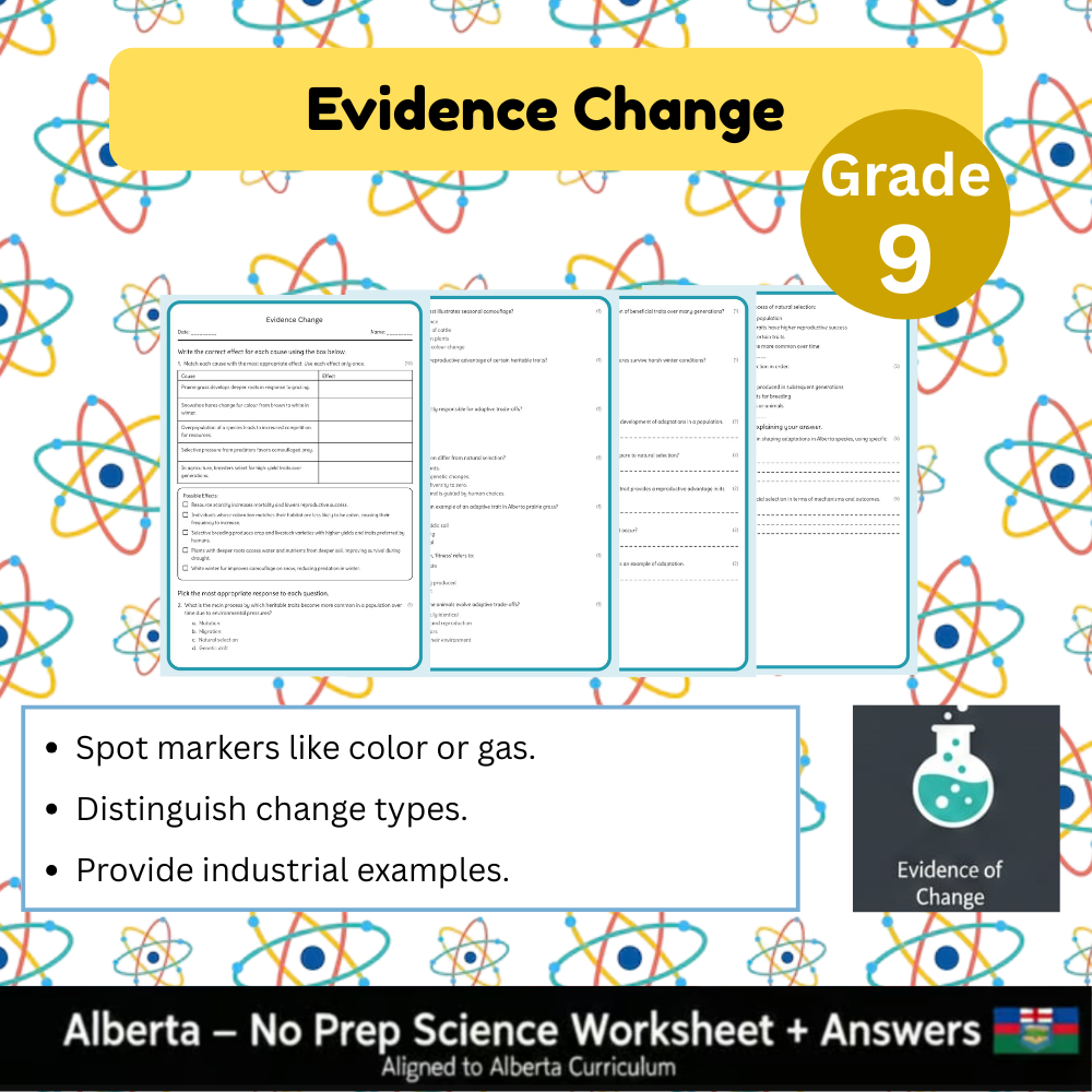 Grade 9 Science Worksheet Bundle | Genetics, Chemistry & Physics Concepts — included worksheet 49