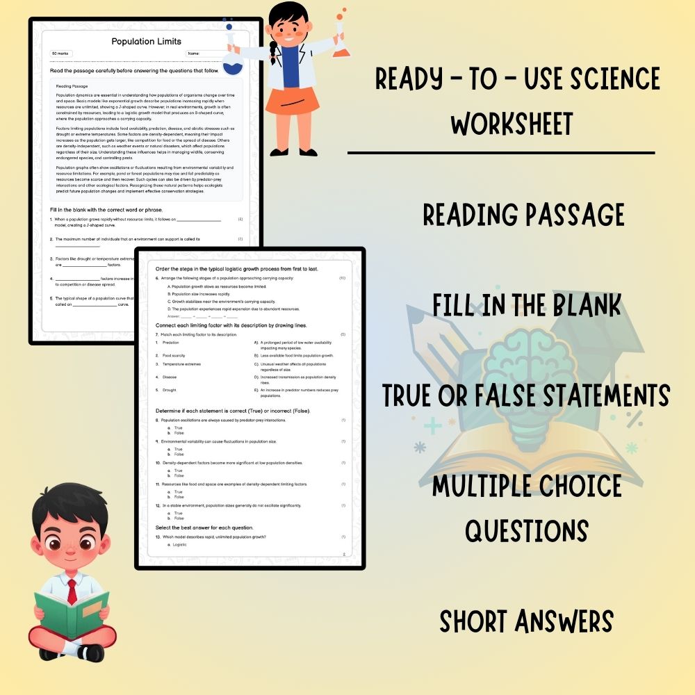 Grade 7 Science worksheet worksheet — Grade 7 Science | Population Limits Worksheet (PDF ) – Ontario Standards — page 2