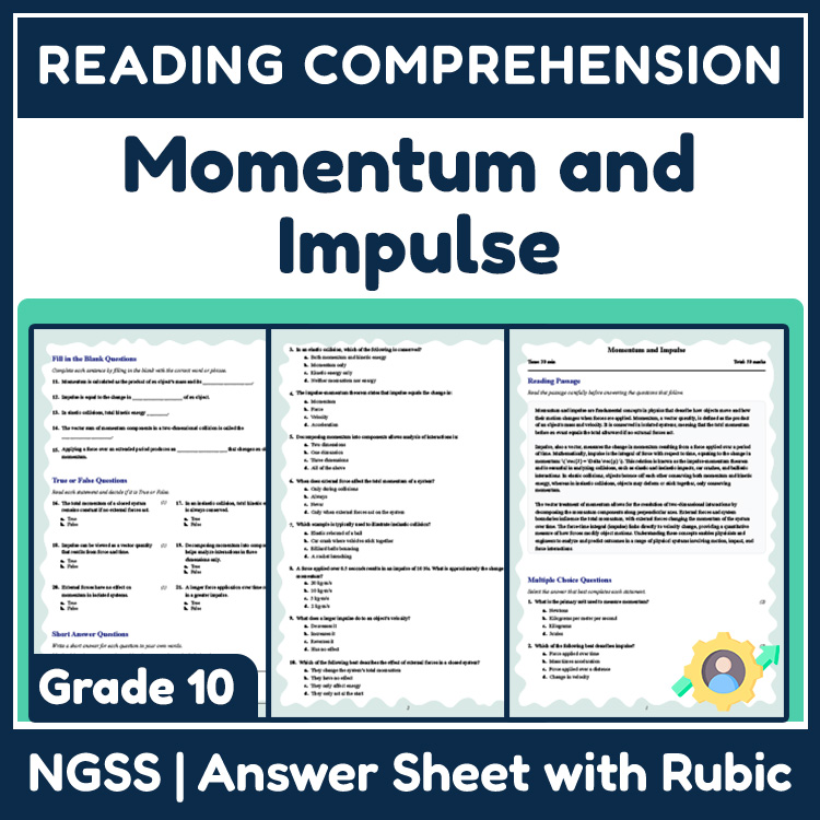 Grade 10 Science reading worksheets worksheet — 10th Grade Science | Momentum and Impulse Reading Worksheet (PDF + Rubric)…