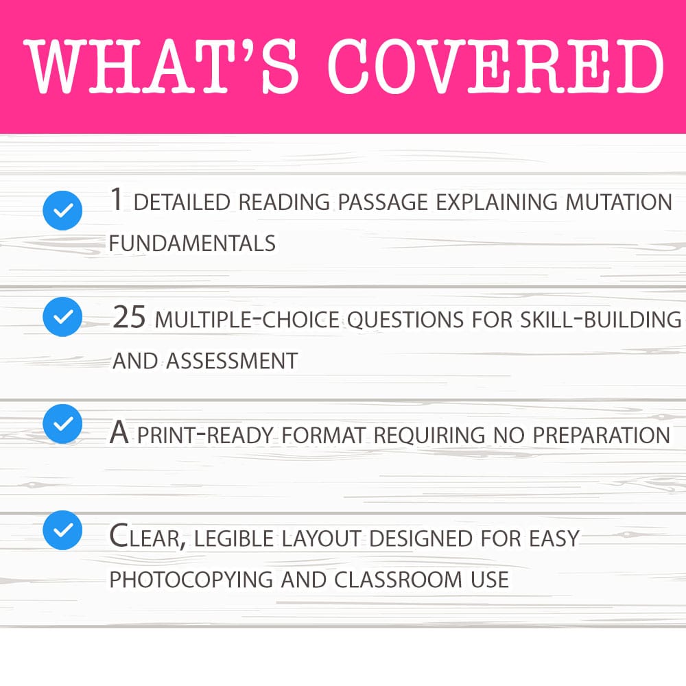 Grade 12 Science worksheet mcq paper worksheet — Grade 12 Science — Worksheet MCQ Paper for Mastering Mutation Impacts — p…