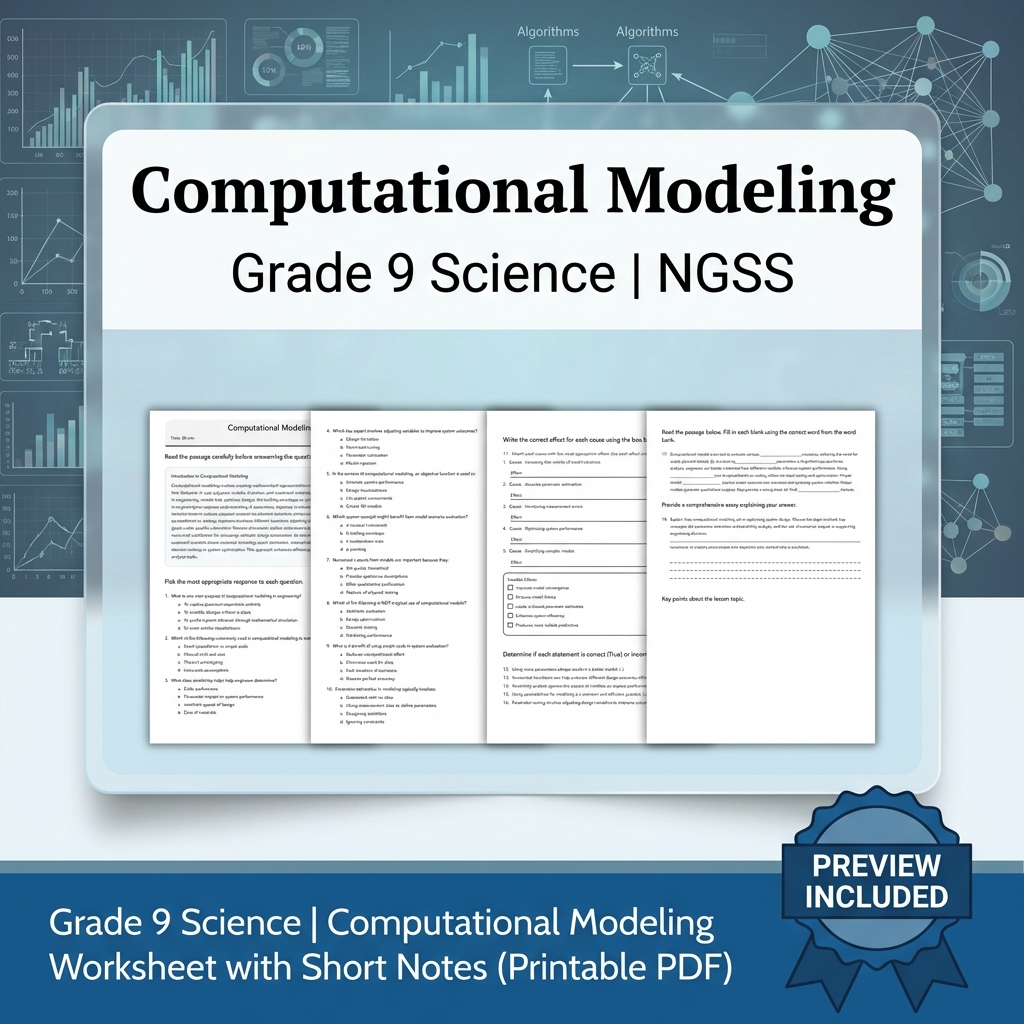 Grade 9 Science NGSS Engineering Design  Bundle  Prototyping & Evaluation — included worksheet 3