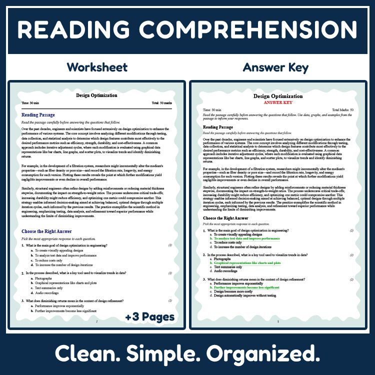 Grade 8 Science reading worksheets worksheet — 8th Grade Science | Design Optimization Reading Worksheets PDF & Answer Key…