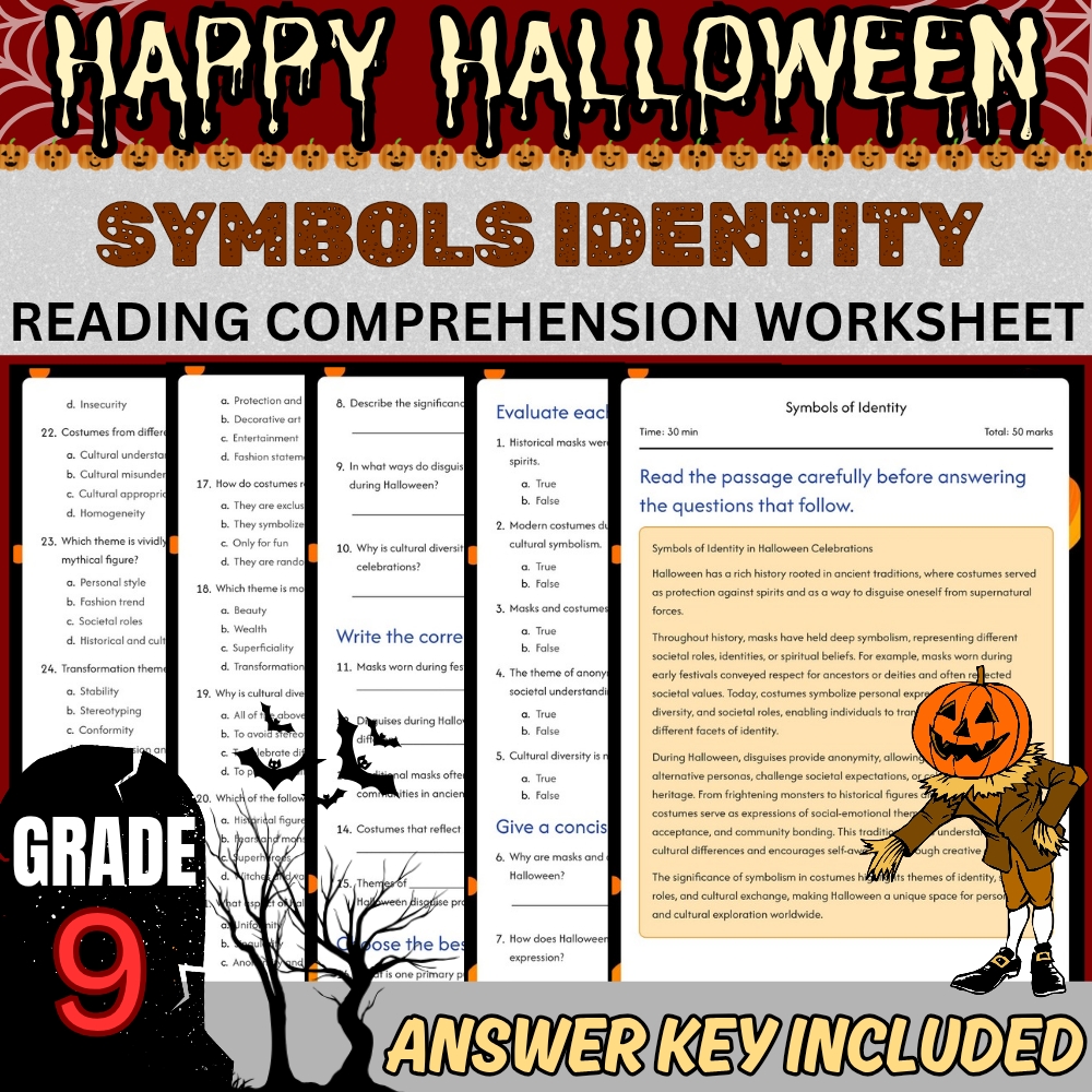 Grade 9 Halloween Unit | Symbols, Festivities & Cultural History Worksheets — included worksheet 4