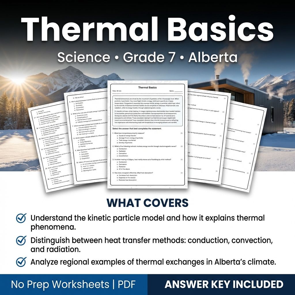 Thermal Basics Worksheet Science | Grade 7 Alberta Standard Practice