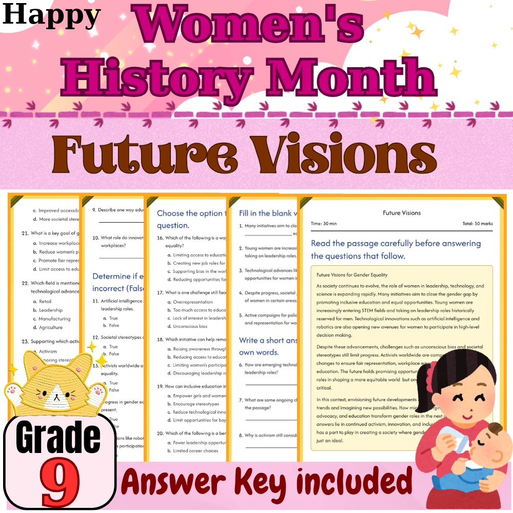 Grade 9  – Future Visions Worksheet for Mother History Month | PDF + Answer Key