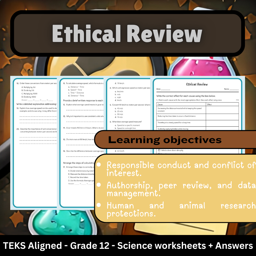 Grade 12 Science science 1 worksheet — Grade 12 Science | Ethical Review Worksheet (PDF) aligned with TEKS standards