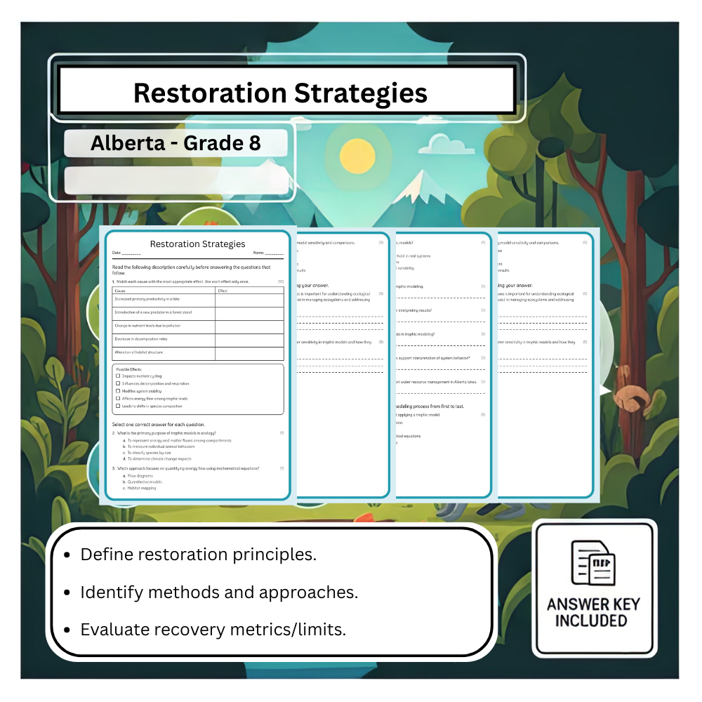 Grade 8 Science – Restoration Strategies Worksheet (PDF) – Alberta Standards