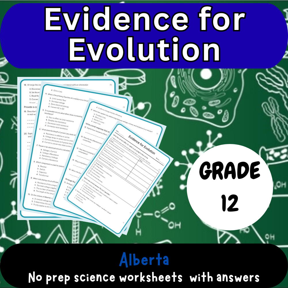 Grade 12 Science – Evidence for Evolution Worksheet (PDF) – Alberta Standards