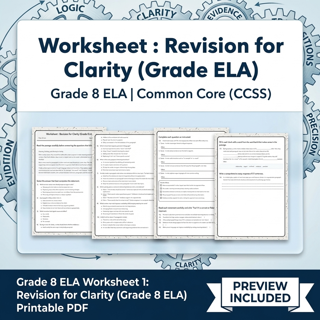 Grade 8 Clarity, Evidence & Argument Writing ELA Full-Year Bundle CCSS — included worksheet 32
