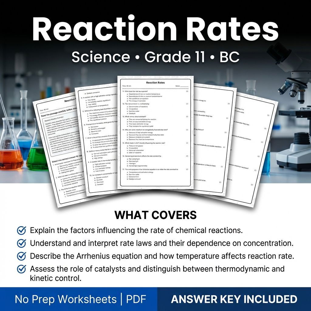 Grade 11 Science | Reaction Rates Worksheet & Answer Key (Printable PDF)