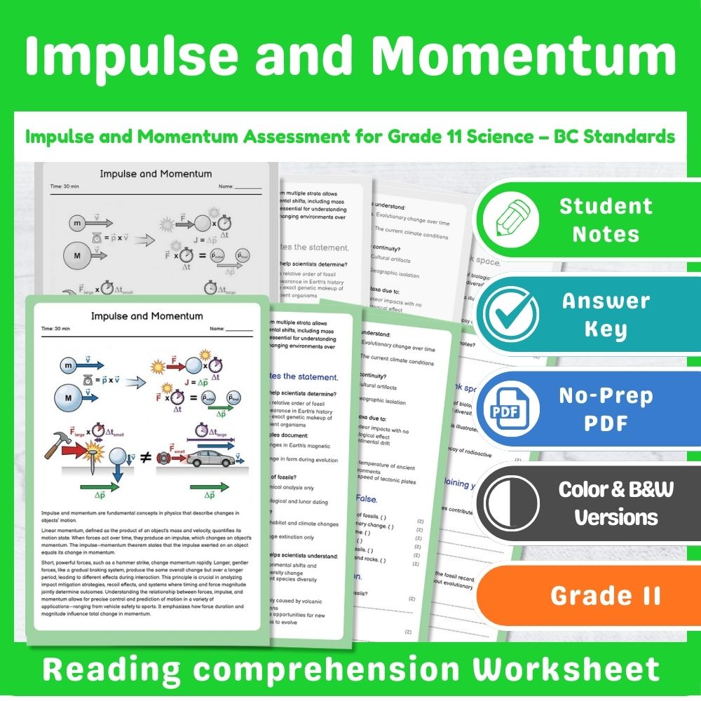 Grade 11 Science Assessment Bundle | Classical Mechanics & Motion Topics — included worksheet 14