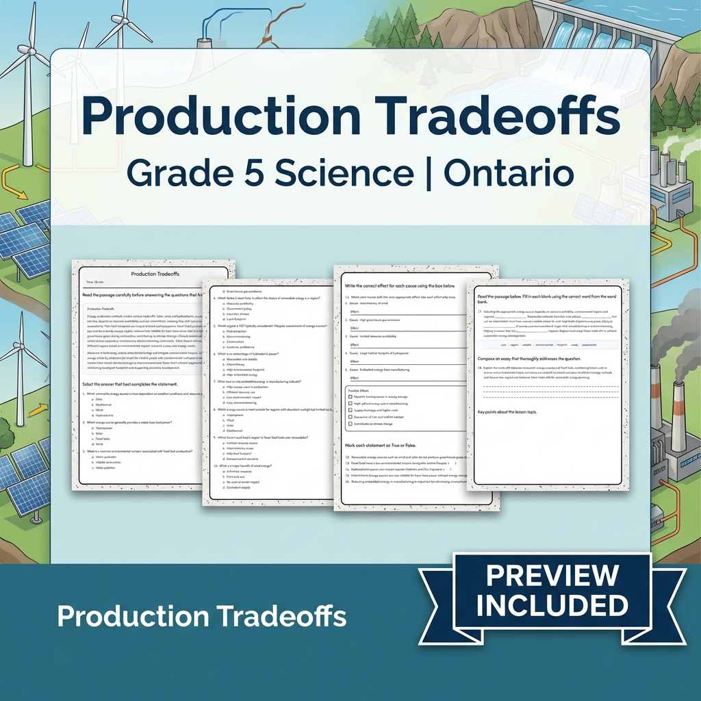 Grade 5 Science Lesson Group | Energy, Circuits, Sustainability & More — included worksheet 9