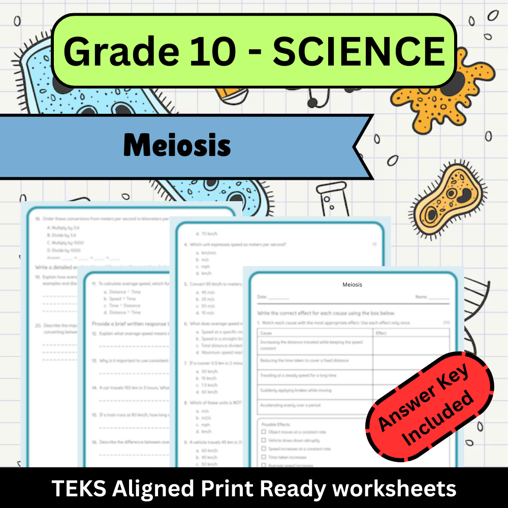 Grade 10 Science Worksheet Bundle | Genetics, Cells & Ecosystems TEKS Aligned — included worksheet 52