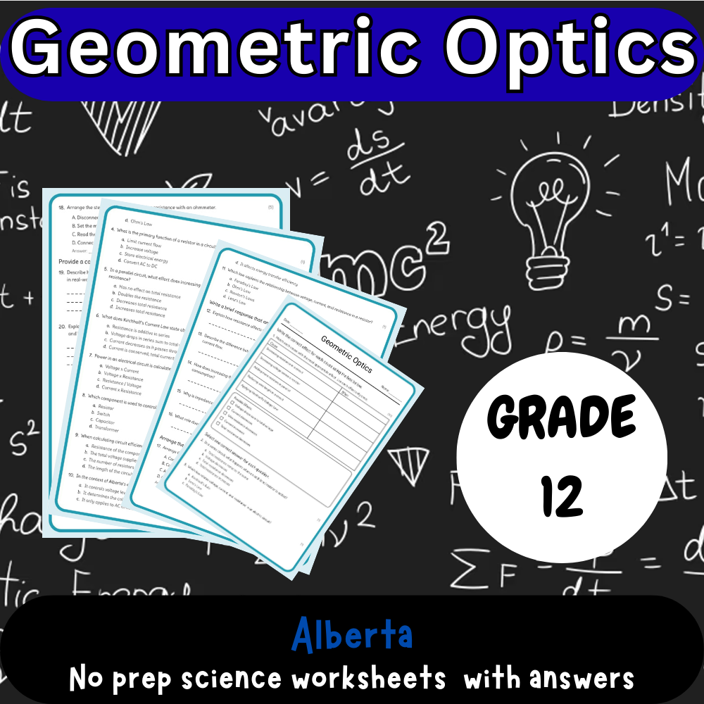 Grade 12 Science – Geometric Optics Worksheet (PDF) – Alberta Standards