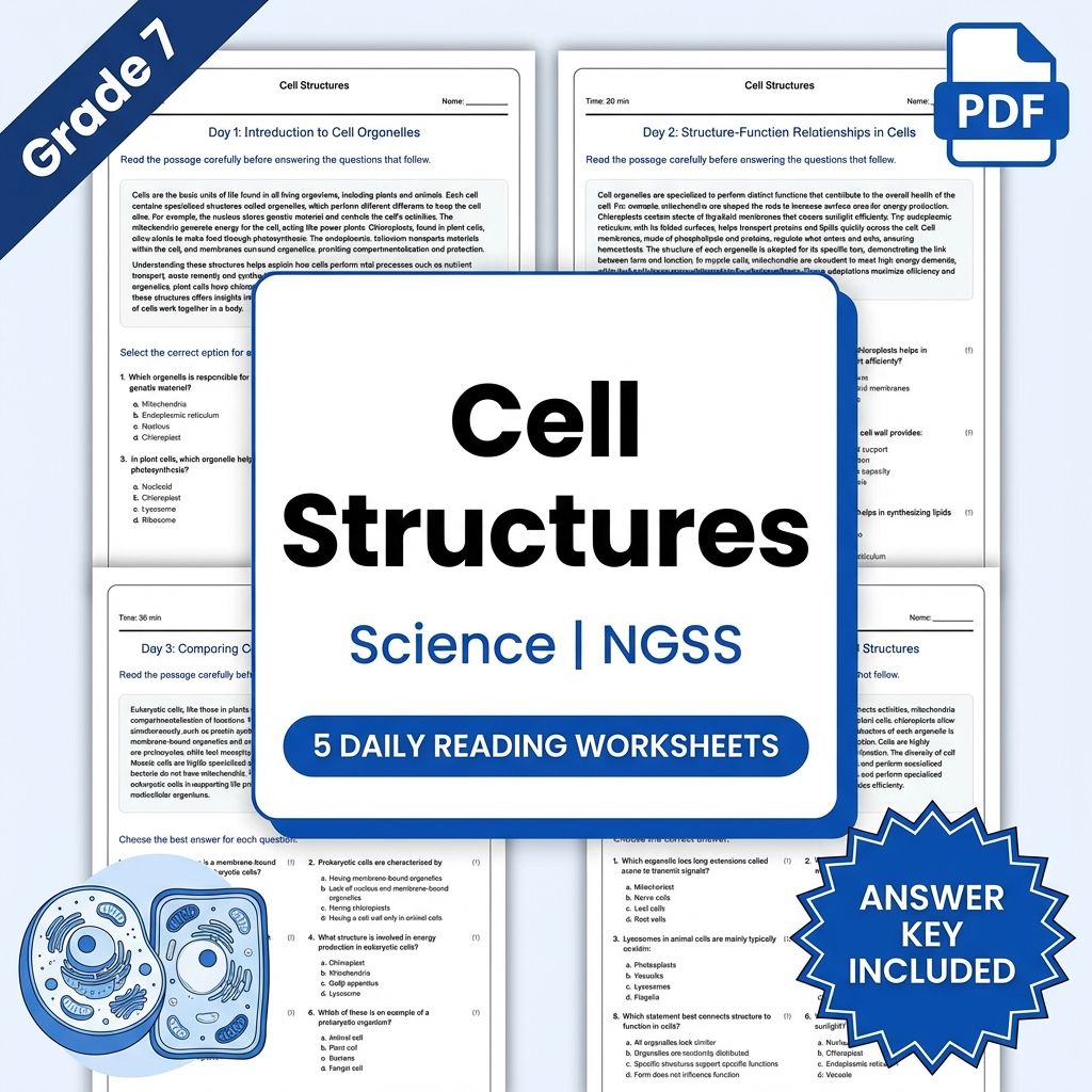 Grade 7 Science – Cell Structures Worksheet(PDF + Answer Key)