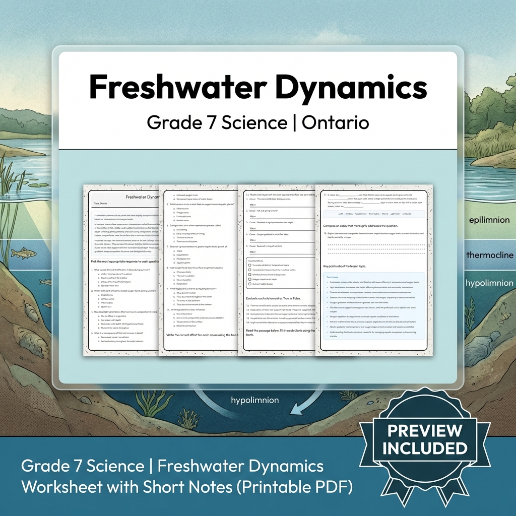 Grade 7 Science Lesson Bundle with Ontario Framework | Ecosystems & Biodiversity — included worksheet 12