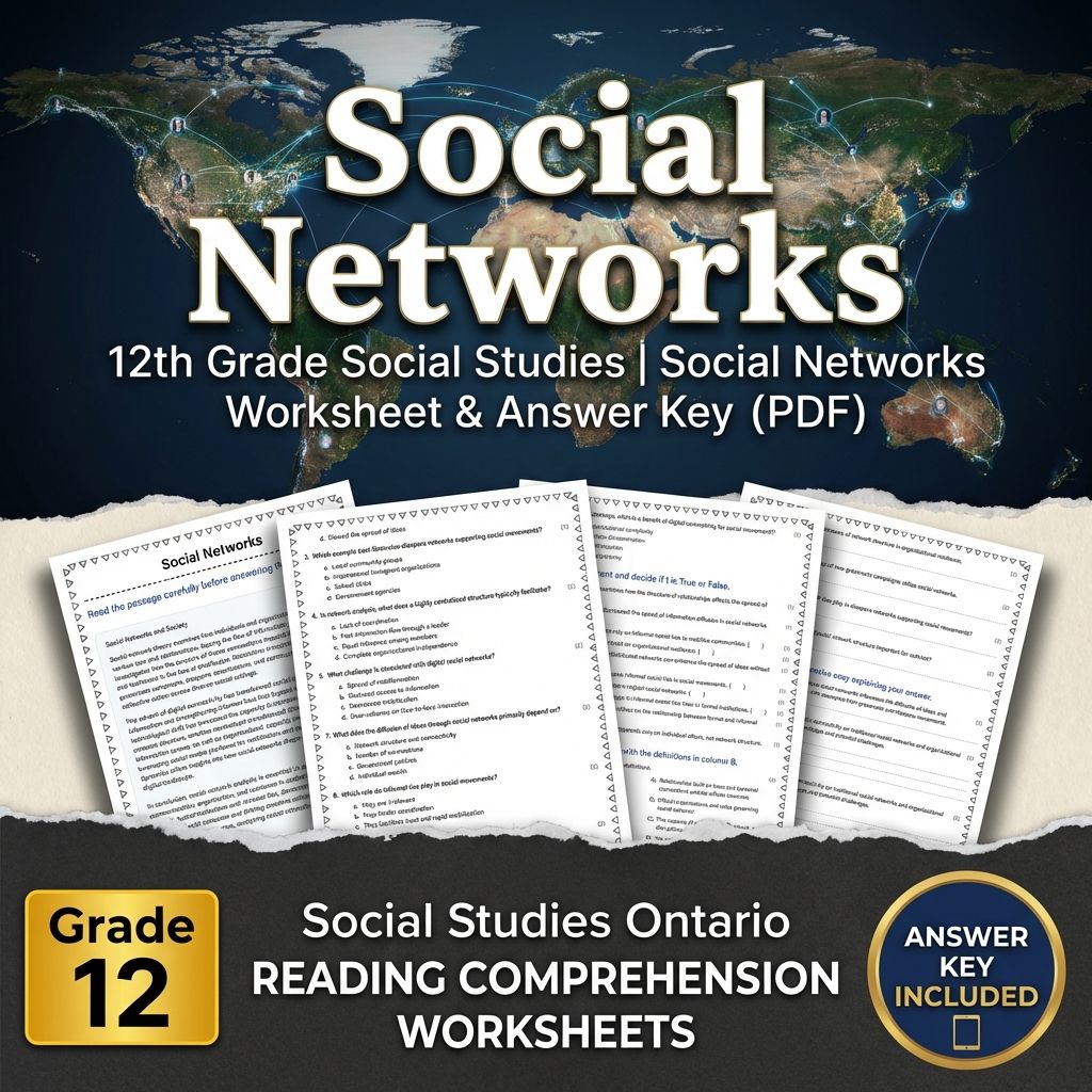 12th Grade Social Studies | Social Networks Worksheet & Answer Key (PDF)