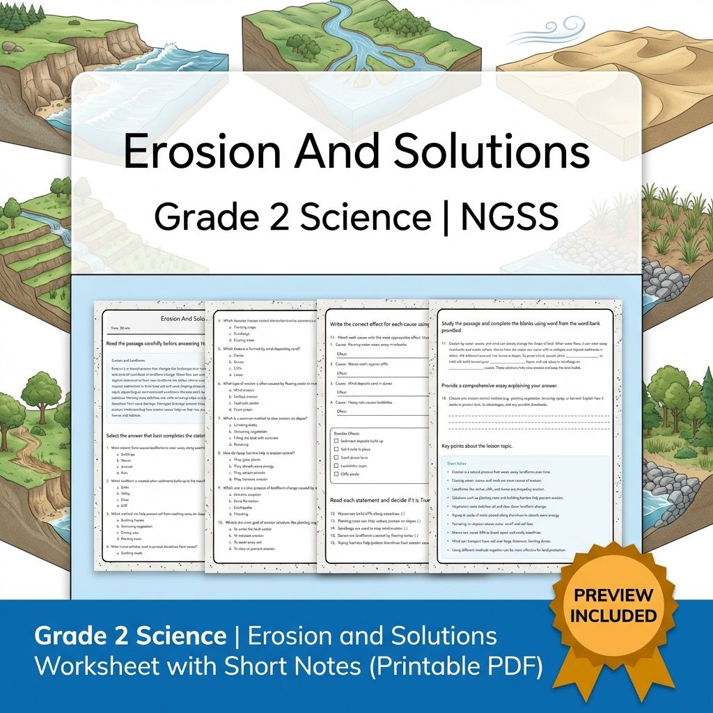 Grade 2 Science | Earth Events & Land Processes NGSS Unit Bundle (2 Worksheets) — included worksheet 2