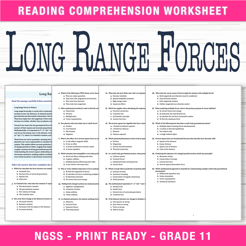 Grade 11 Science — worksheet — Grade 11 Science | Long Range Forces Worksheet (PDF + Answer Key) — page 1