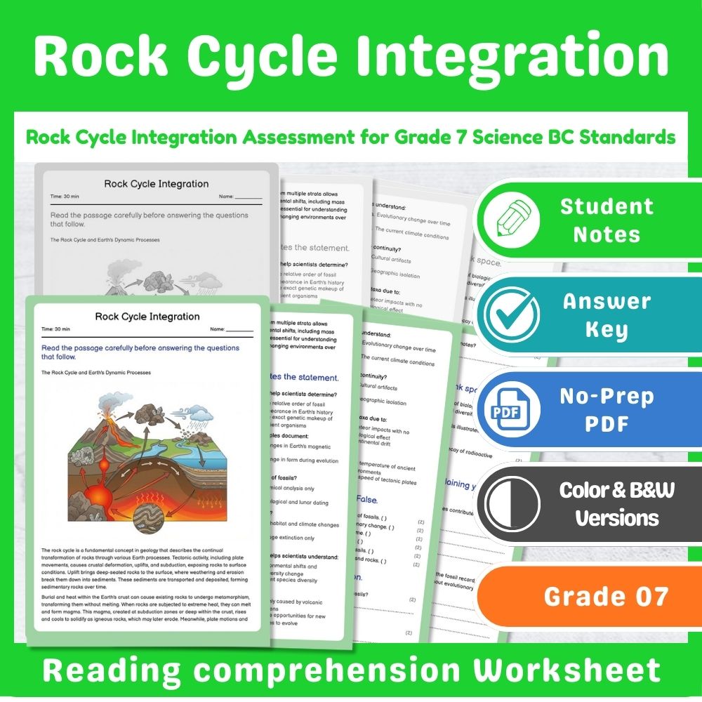 Grade 7 Science Lesson – Earth Processes Assessment & Landforms Bundle — included worksheet 13