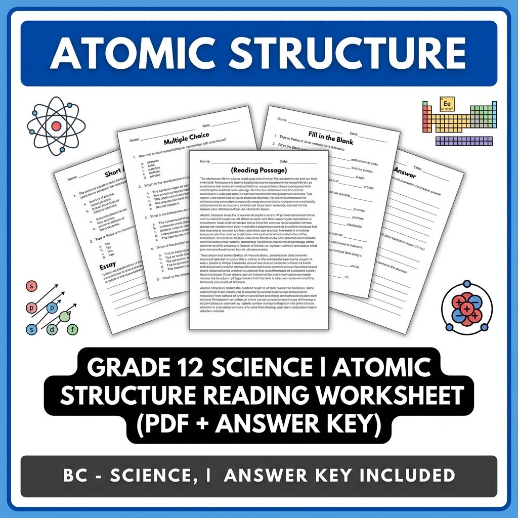 Grade 12 Science | Atomic Structure Reading Worksheet (PDF + Answer Key)