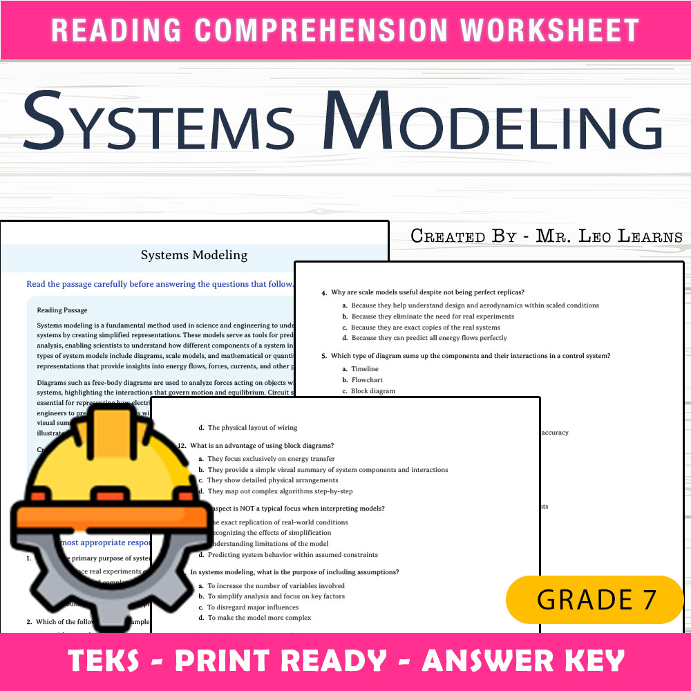 Grade 7 Science worksheet worksheet — Grade 7 Science – Systems Modeling Worksheet for Mastery — page 1