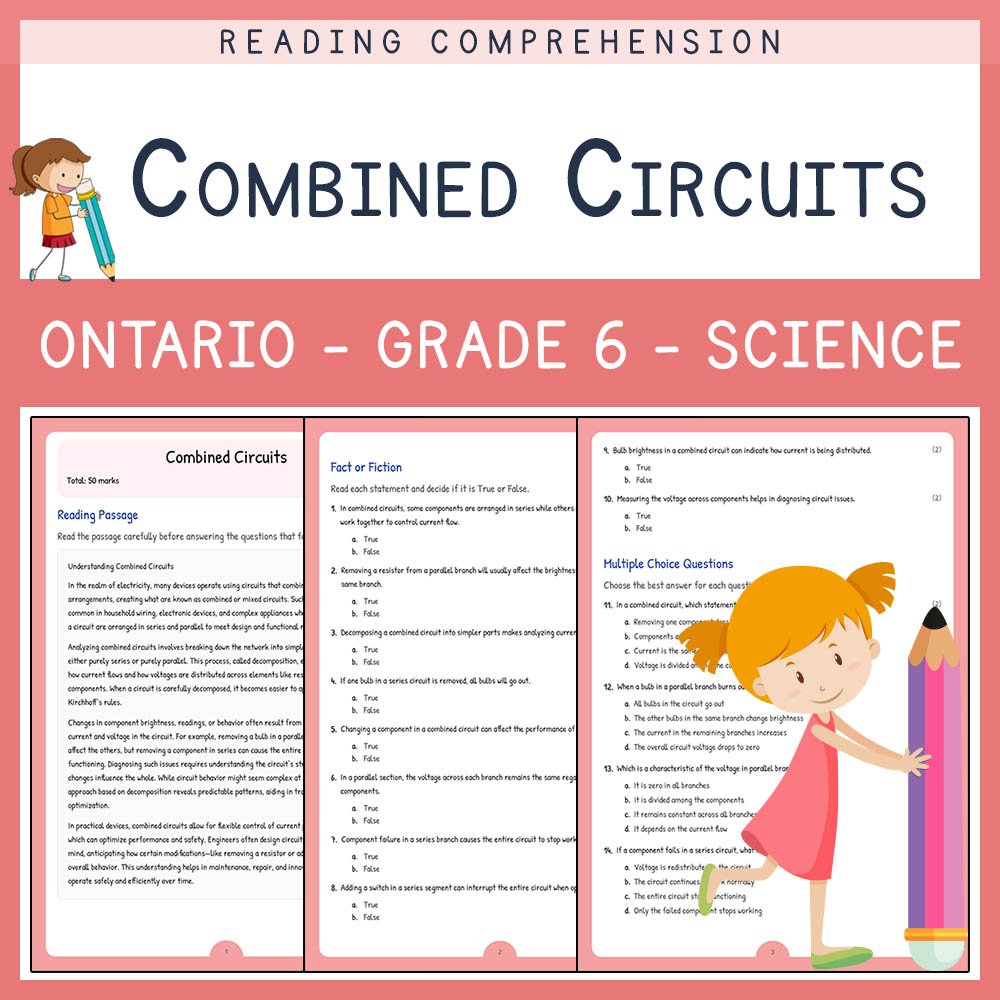 Grade 6 Science worksheet worksheet — Grade 6 Science | Combined Circuits Worksheet & Answer Key (PDF) – Ontario Standards…
