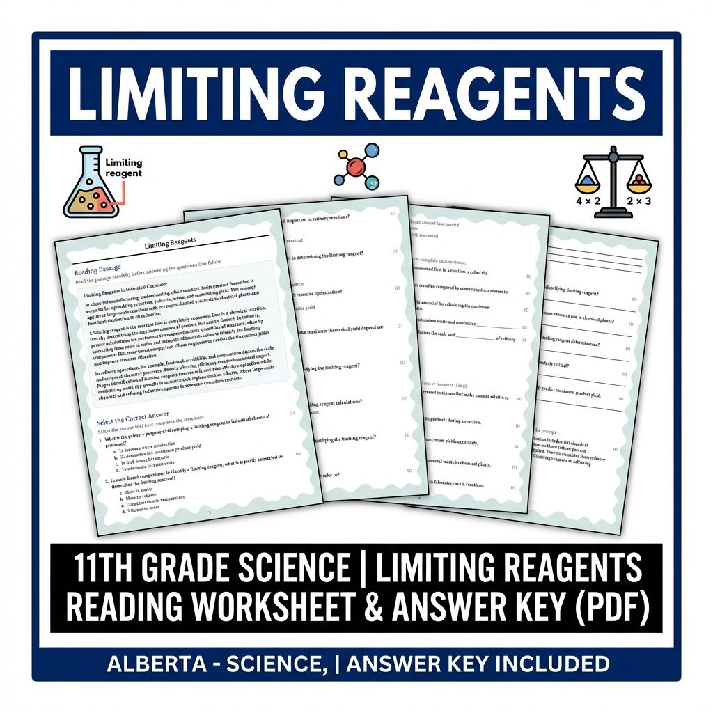 Grade 11 Science reading worksheets — 11th Grade Science | Limiting Reagents Reading Worksheet & Answer Key (PDF)
