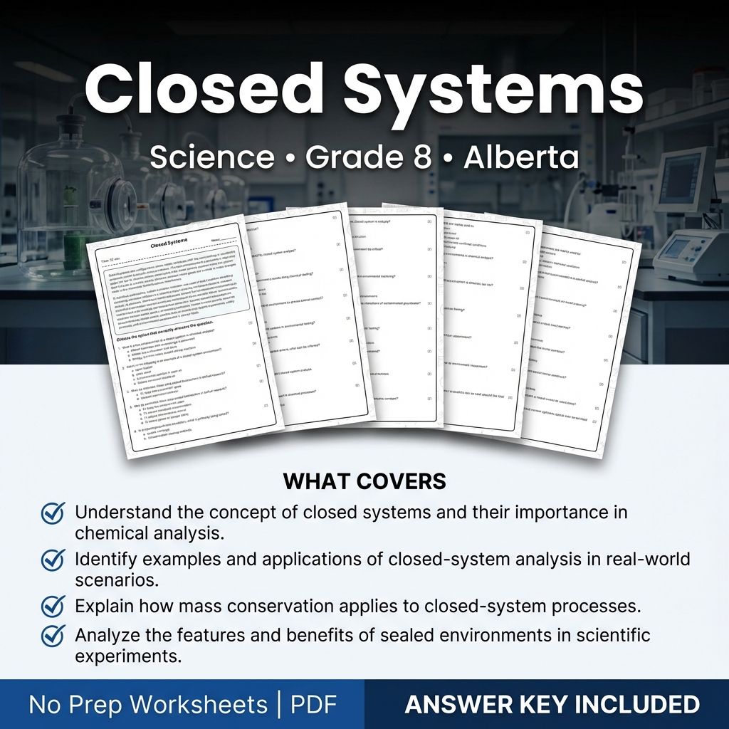 Grade 8 Science Worksheet on Closed Systems | Alberta Standards Practice