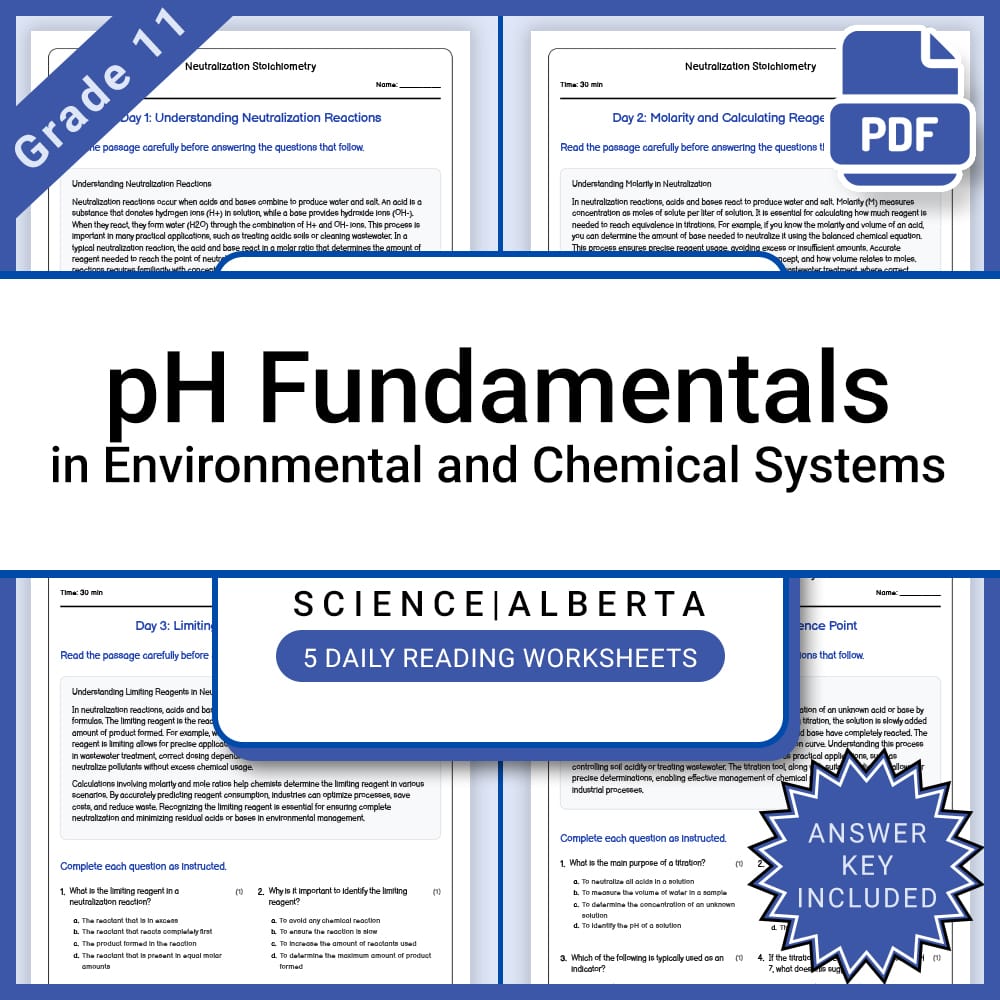 Grade 11 Science Lesson Bundle on Acids, Bases, and Titration | Alberta Framework — included worksheet 13