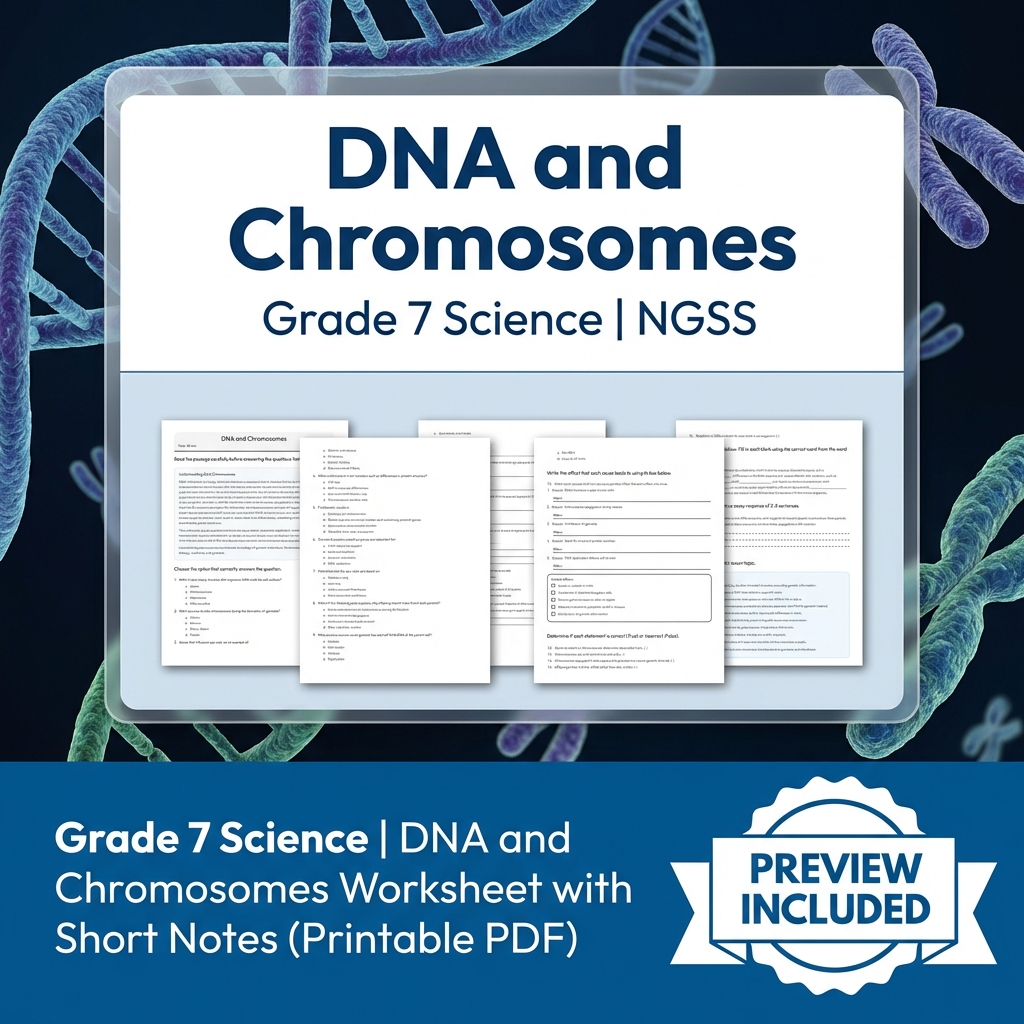 Grade 7 Science | DNA and Chromosomes Worksheet with Short Notes (Printable PDF)