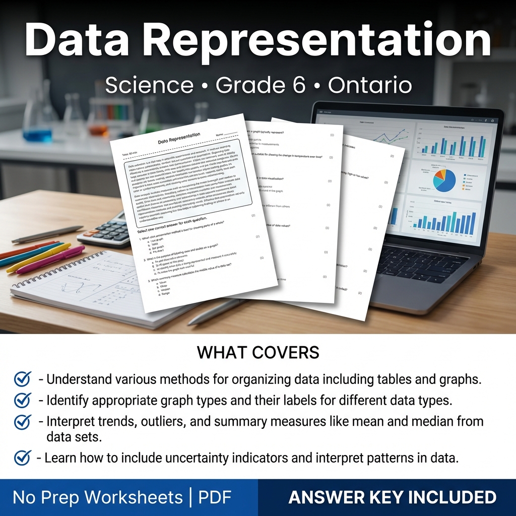 Grade 6 Science Worksheet Data Representation | Ontario Standards Practice