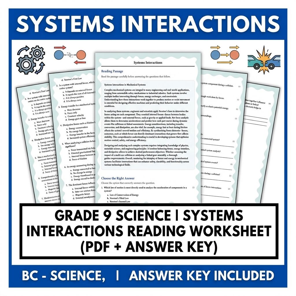 Grade 9 Science | Systems Interactions Reading Worksheet (PDF + Answer Key)