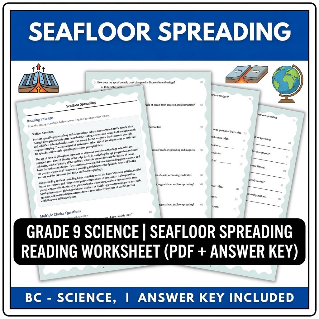 Grade 9 Science | Seafloor Spreading Reading Worksheet (PDF + Answer Key)