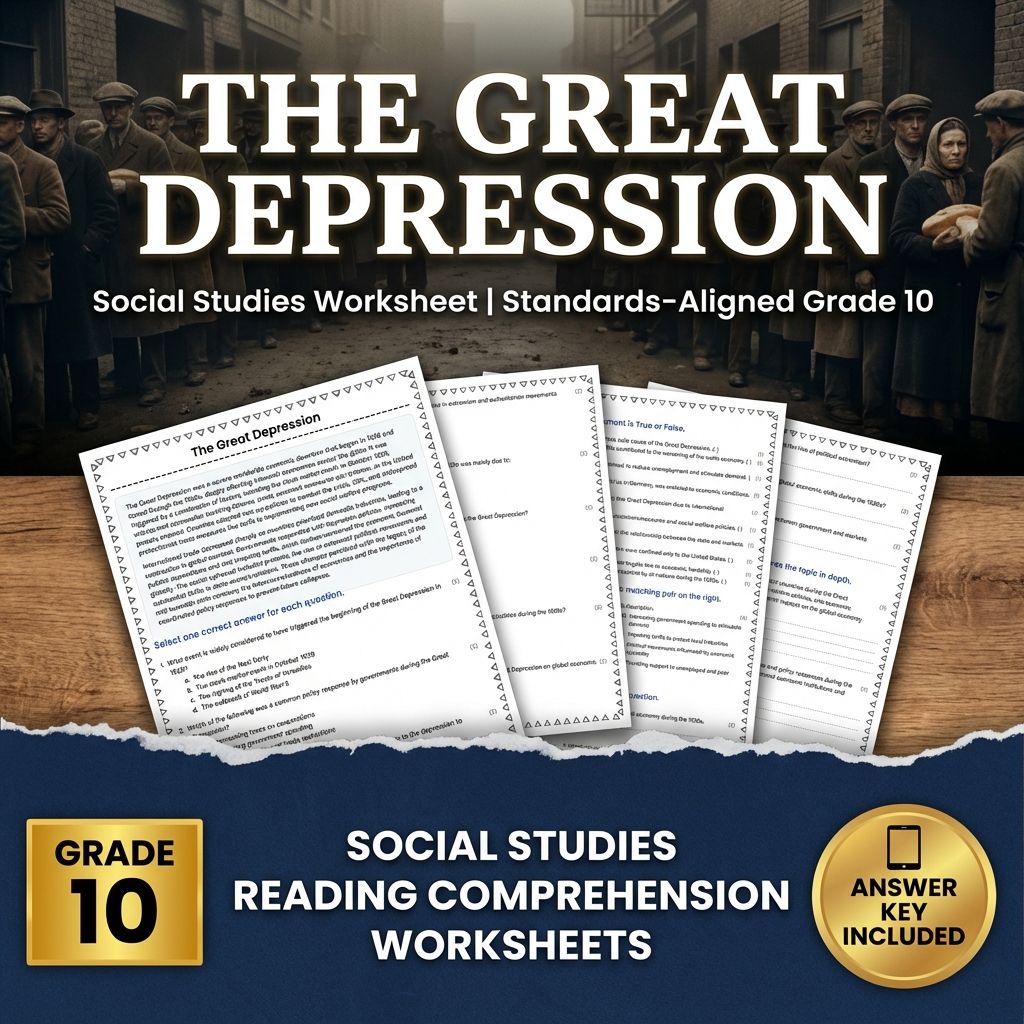 The Great Depression Social Studies Worksheet | Standards-Aligned Grade 10