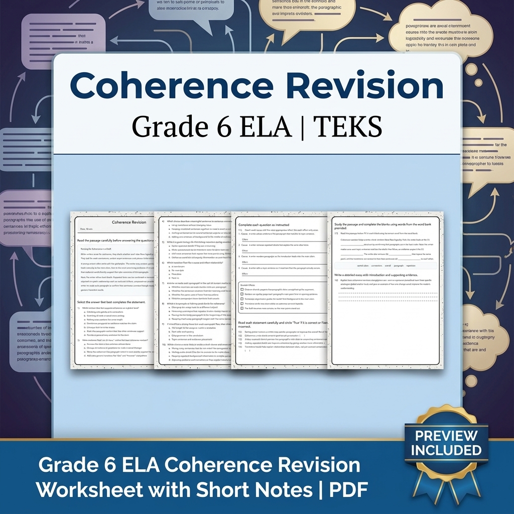 Grade 6 Evidence-Based Text Analysis ELA Full-Year Bundle (TEKS) Worksheets — included worksheet 24