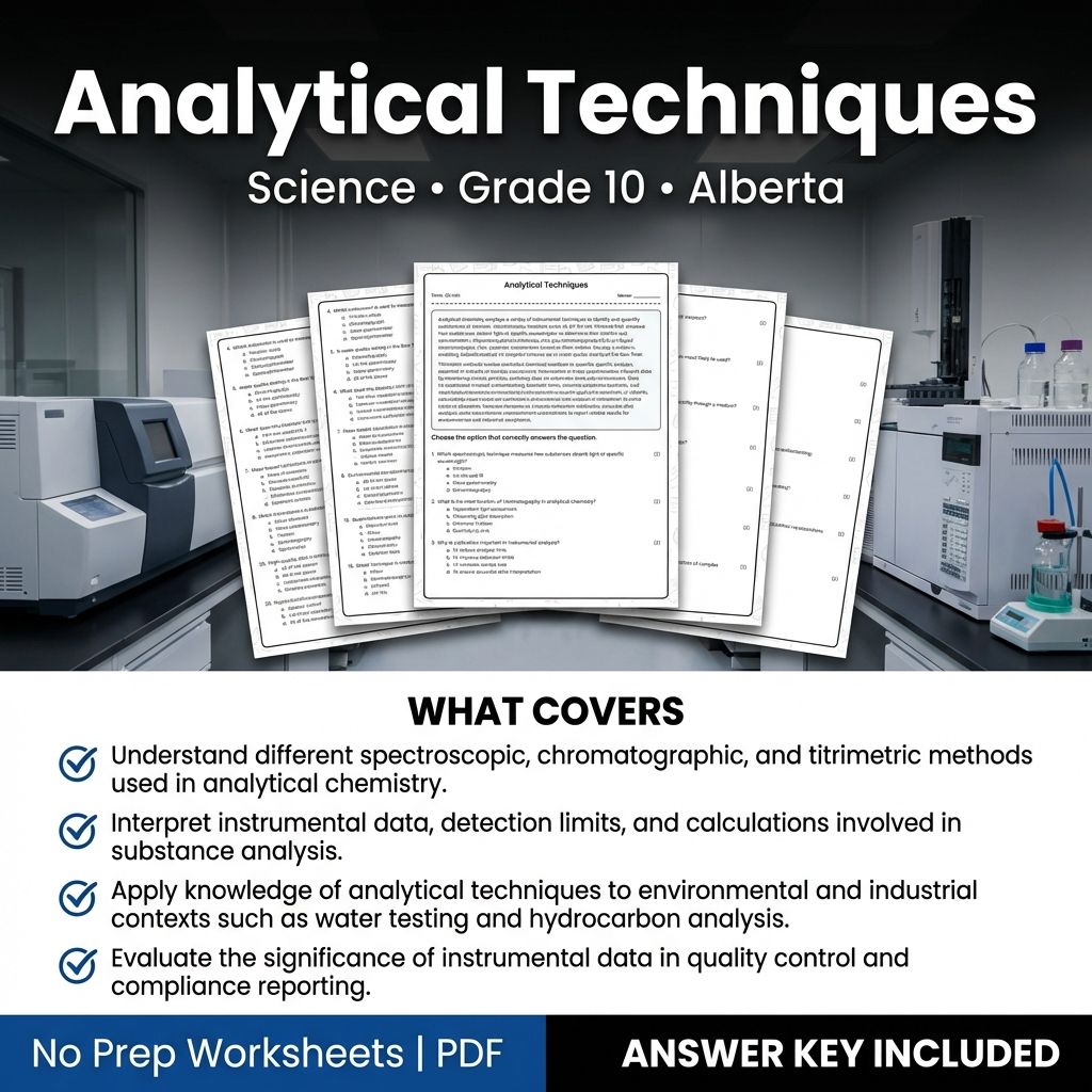 Grade 10 Science Worksheet on Analytical Techniques | Alberta Standard