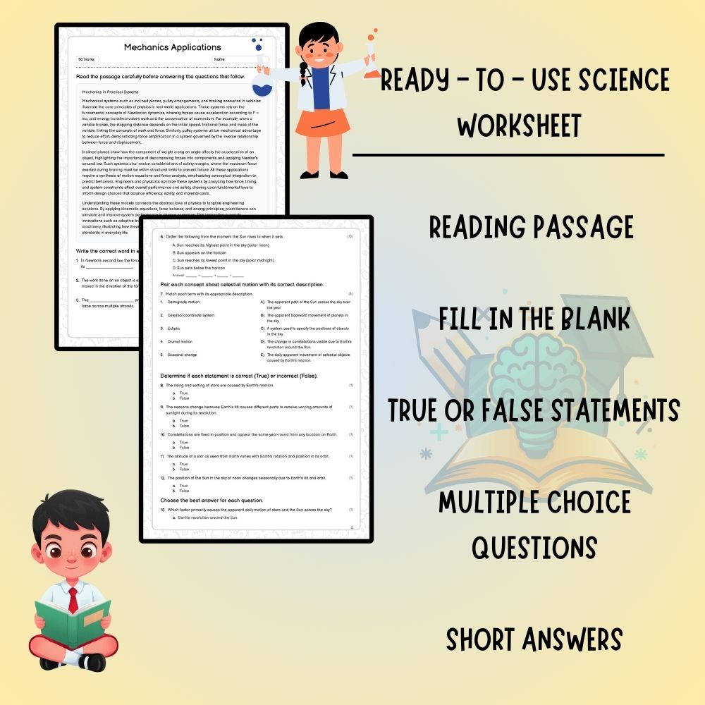 Grade 10 Science worksheet worksheet — Grade 10 Science: Mechanics Applications Worksheet (Answer Key) – Ontario Standards…