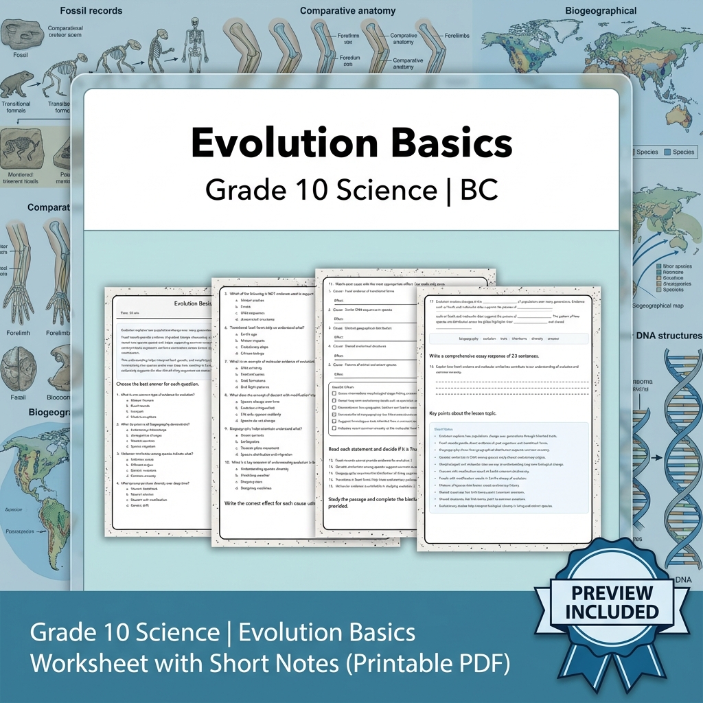 Grade 10 Science | BC Framework Lesson Group Worksheet Pack — included worksheet 13
