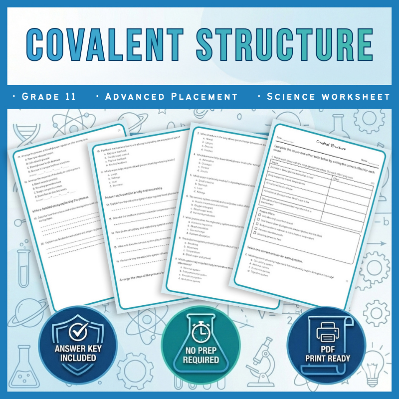 Grade 11 Science science 1 worksheet — Grade 11 Science | Covalent Structure Worksheet + Answer Key (AP Standard)