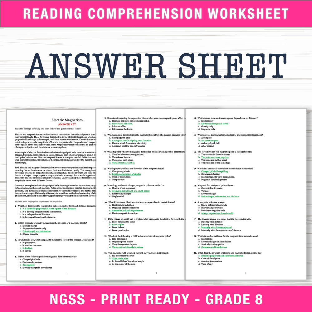 Grade 8 Science worksheet worksheet — Grade 8 Science | Electric Magnetism Worksheet (PDF + Answer Key) — page 2