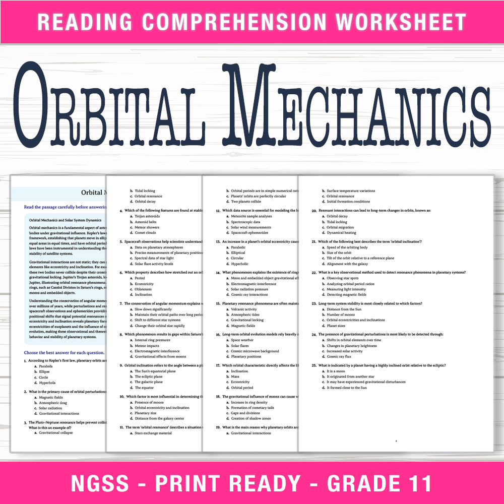 Grade 11 Science — worksheet — Grade 11 Science | Orbital Mechanics Worksheet (PDF + Answer Key) — page 1