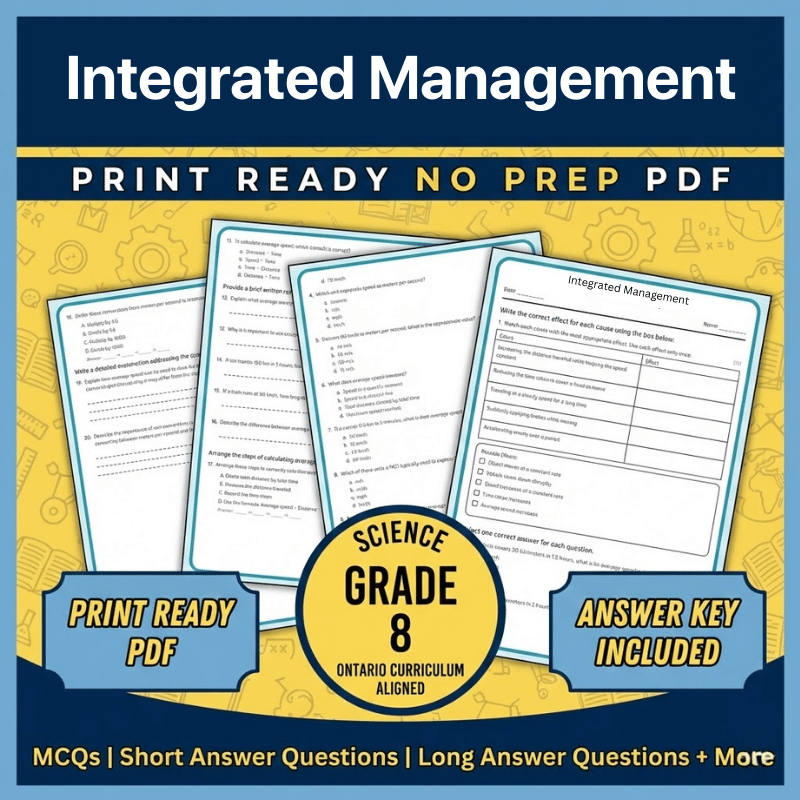 Grade 8 Science | Integrated Management Worksheet (Ontario) (PDF)
